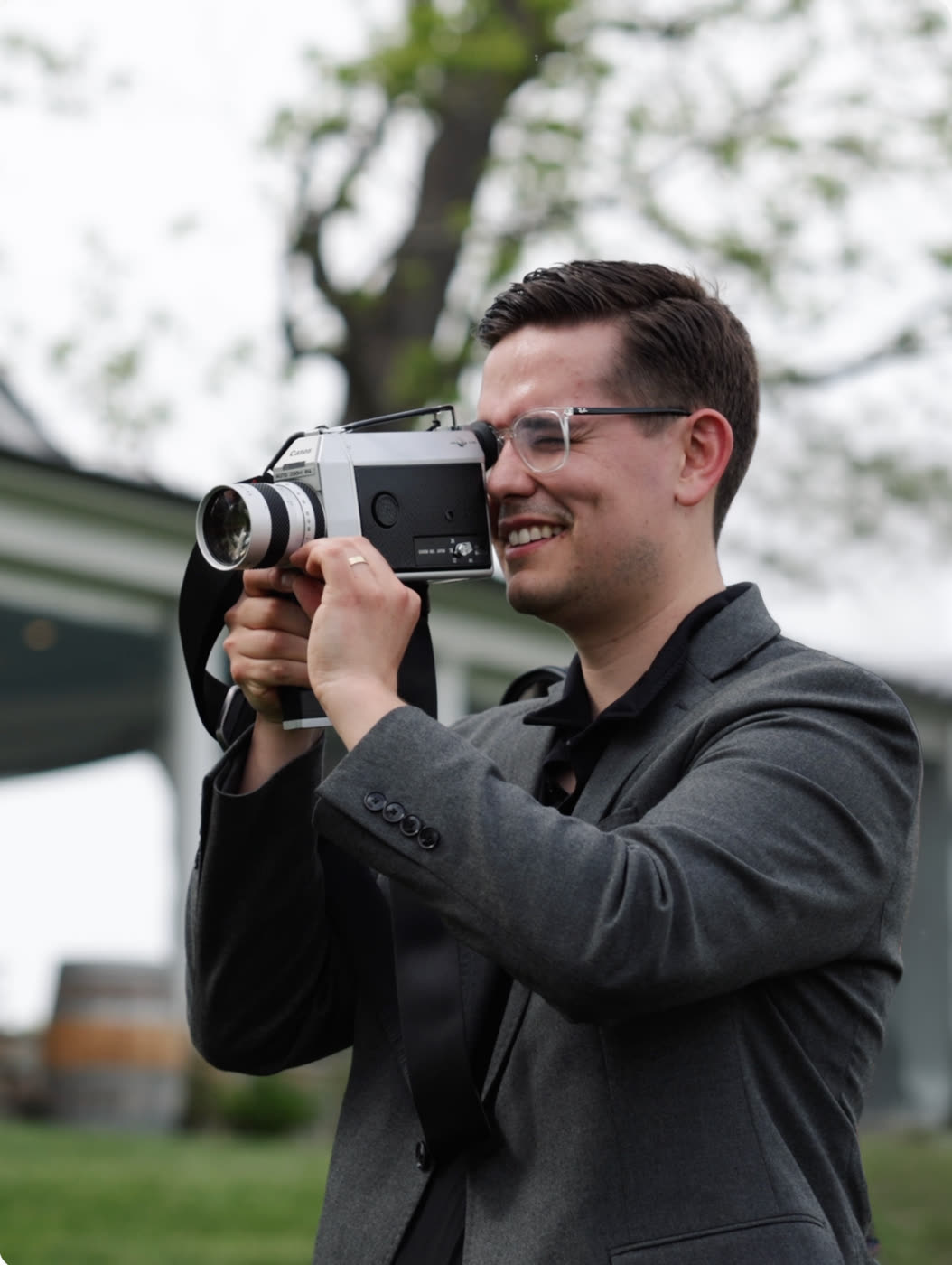 Christopher Hopkins filming on Super 8